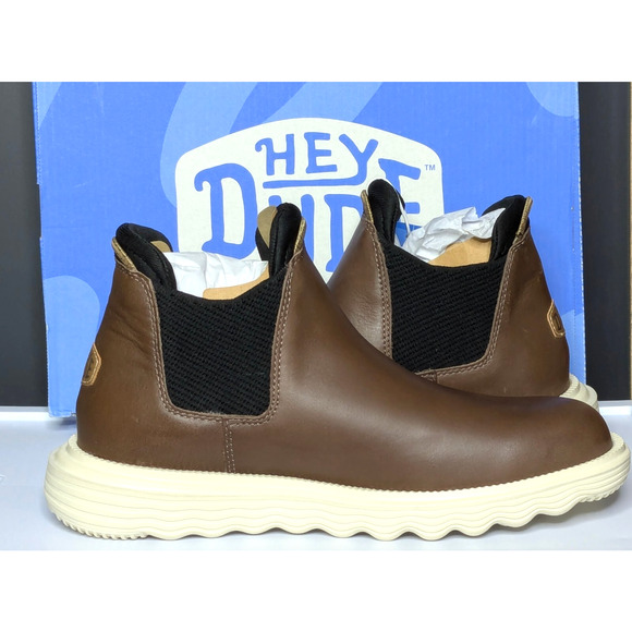Hey Dude Shoes Womens 8 Brown Branson Chelsea Slip-on Boot Craft Leather NEW - Picture 4 of 7